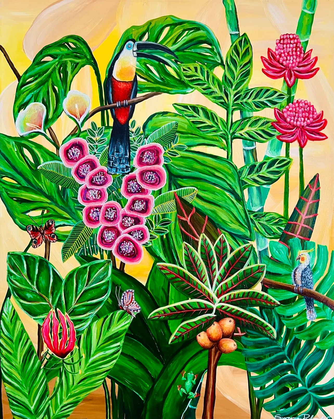 Djungelliv maleri med junglemotiv