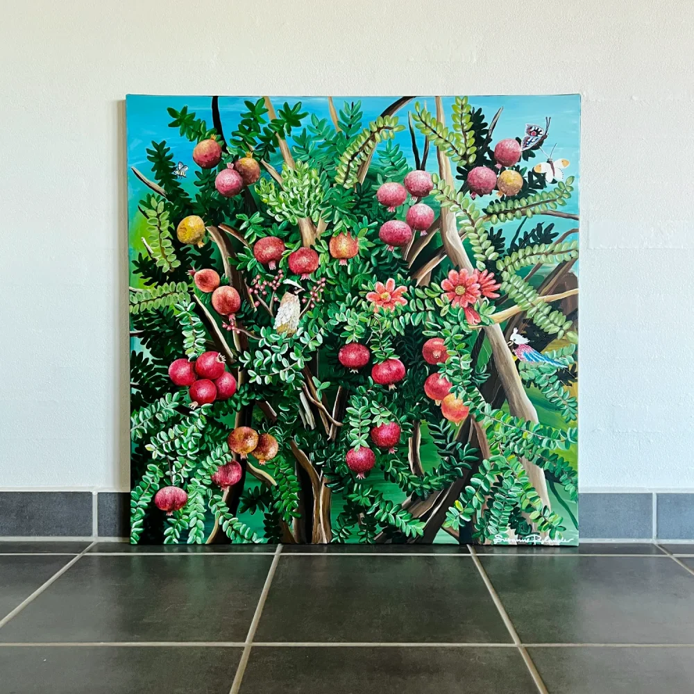 Pomegranate maleri med junglemotiv